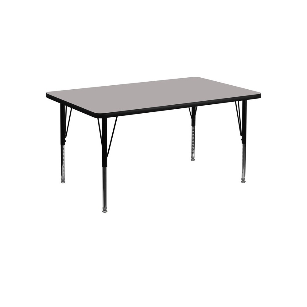 30''W x 48''L Rectangular Grey HP Laminate Activity Table - Height Adjustable Short Legs