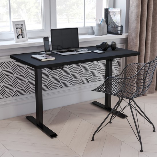 Electric Height Adjustable Standing Desk - Table Top 48" Wide - 24" Deep (Black)