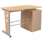 Maple Desk with Three Drawer Pedestal and Pull-Out Keyboard Tray