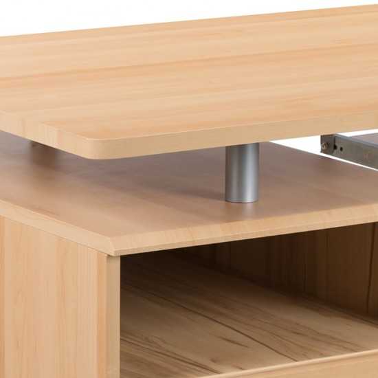 Maple Desk with Three Drawer Pedestal and Pull-Out Keyboard Tray