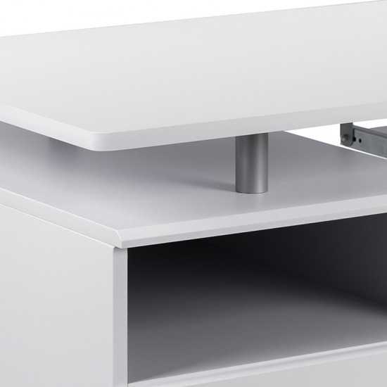 White Desk with Three Drawer Pedestal and Pull-Out Keyboard Tray