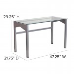 Contemporary Clear Tempered Glass Desk with Geometric Sides