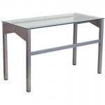 Contemporary Clear Tempered Glass Desk with Geometric Sides