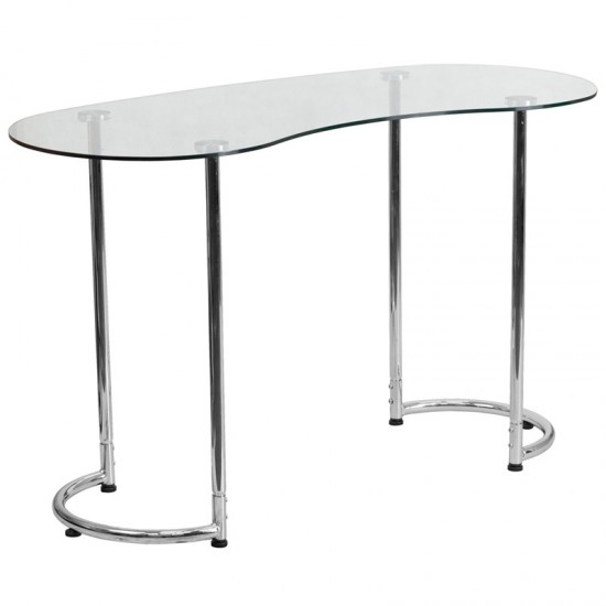 Contemporary Desk with Curvaceous Clear Tempered Glass