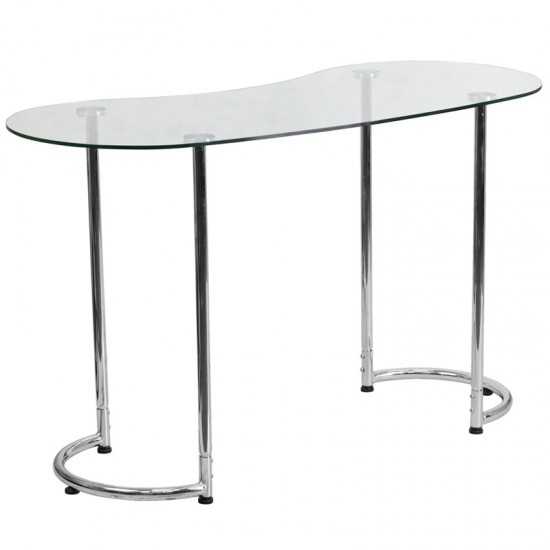 Contemporary Desk with Curvaceous Clear Tempered Glass