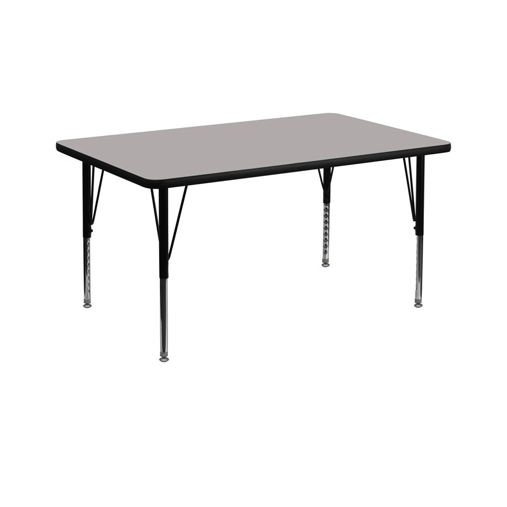 36''W x 72''L Rectangular Grey HP Laminate Activity Table - Height Adjustable Short Legs