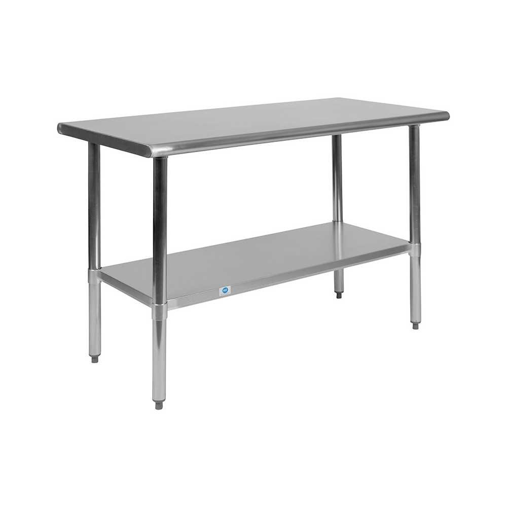 Stainless Steel 18 Gauge Work Table with Undershelf - NSF Certified - 48"W x 24"D x 34.5"H