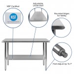 Stainless Steel 18 Gauge Work Table with Undershelf - NSF Certified - 48"W x 24"D x 34.5"H