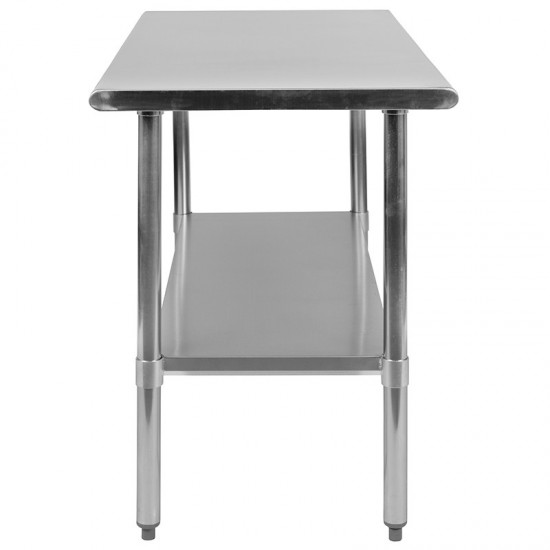 Stainless Steel 18 Gauge Work Table with Undershelf - NSF Certified - 48"W x 24"D x 34.5"H