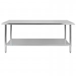 Stainless Steel 18 Gauge Work Table with Undershelf - NSF Certified - 72"W x 30"D x 34.5"H