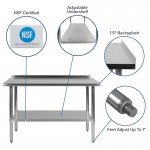 Stainless Steel 18 Gauge Work Table with 1.5" Backsplash and Undershelf - NSF Certified - 48"W x 24"D x 36"H