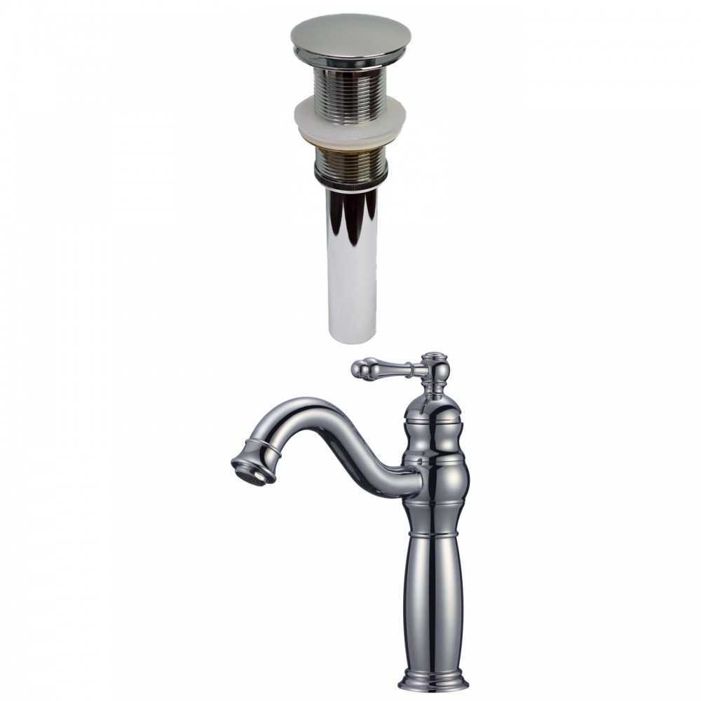 1 Hole CUPC Approved Lead Free Brass Faucet Set In Chrome Color - Drain Incl.