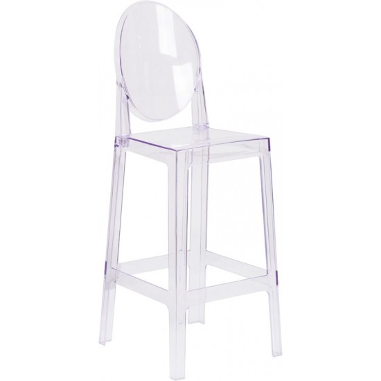 Ghost Barstool with Oval Back in Transparent Crystal