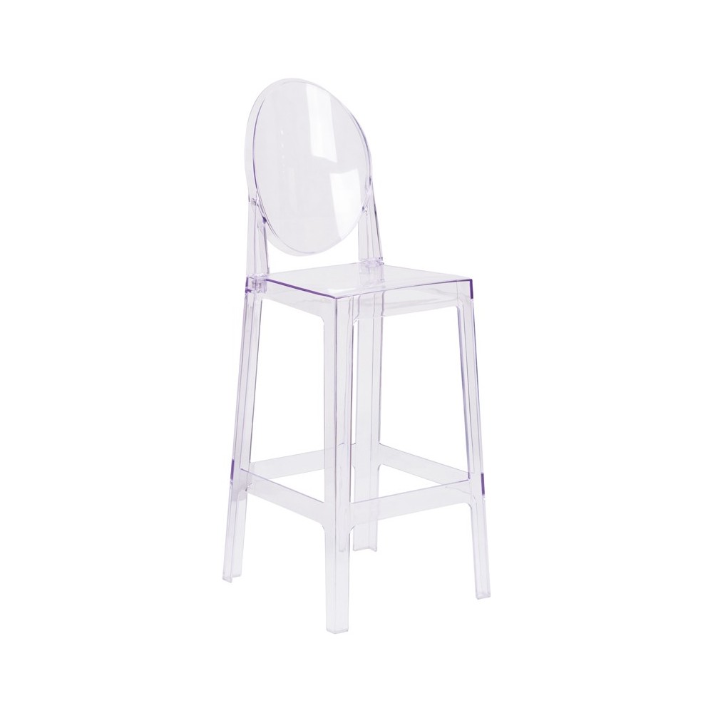 Ghost Barstool with Oval Back in Transparent Crystal