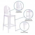 Ghost Barstool with Oval Back in Transparent Crystal