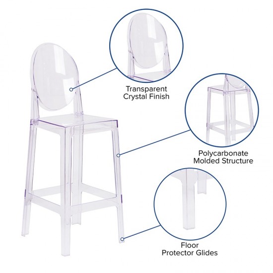 Ghost Barstool with Oval Back in Transparent Crystal