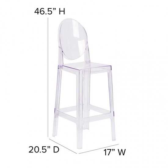 Ghost Barstool with Oval Back in Transparent Crystal