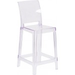 Ghost Counter Stool with Square Back in Transparent Crystal