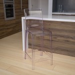 Ghost Counter Stool with Square Back in Transparent Crystal