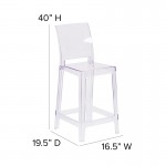 Ghost Counter Stool with Square Back in Transparent Crystal