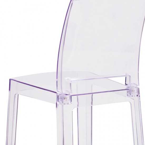 Ghost Counter Stool with Square Back in Transparent Crystal