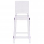 Ghost Counter Stool with Square Back in Transparent Crystal