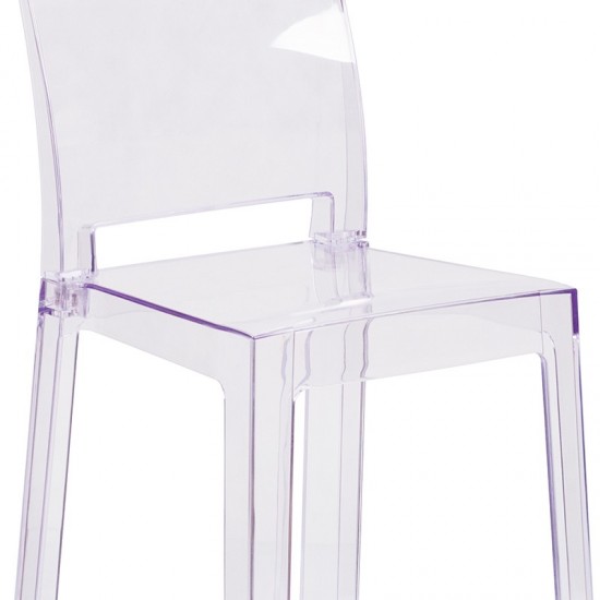 Ghost Counter Stool with Square Back in Transparent Crystal