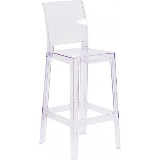 Ghost Barstool with Square Back in Transparent Crystal