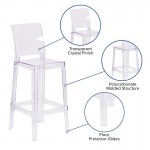 Ghost Barstool with Square Back in Transparent Crystal