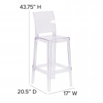 Ghost Barstool with Square Back in Transparent Crystal