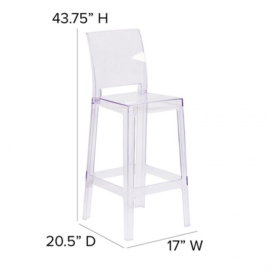 Ghost Barstool with Square Back in Transparent Crystal