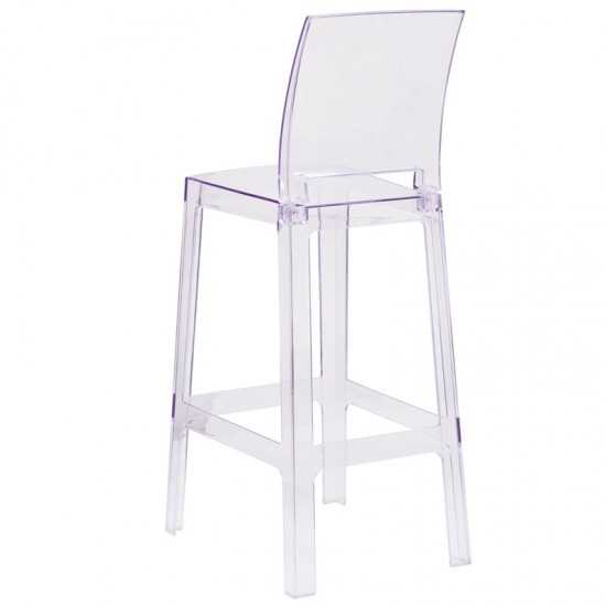 Ghost Barstool with Square Back in Transparent Crystal