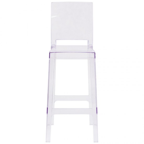 Ghost Barstool with Square Back in Transparent Crystal