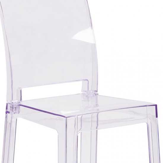 Ghost Barstool with Square Back in Transparent Crystal