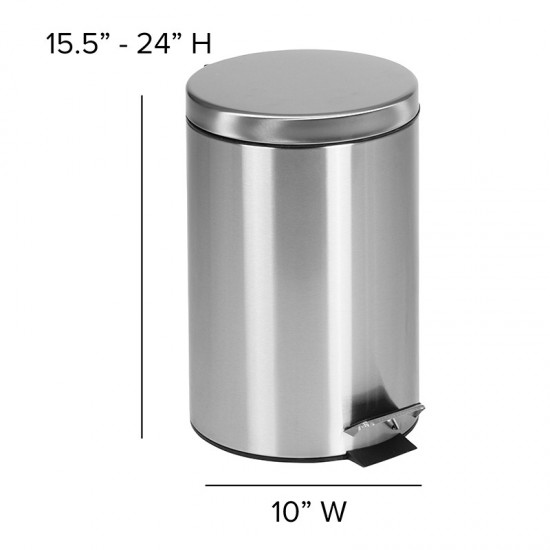 Stainless Steel Fingerprint Resistant Soft Close, Step Trash Can - 12L (3.2 Gallons)