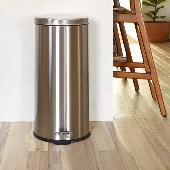 Stainless Steel Fingerprint Resistant Soft Close, Step Trash Can - 30L (7.9 Gallons)