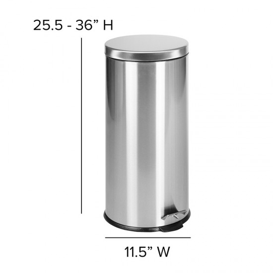Stainless Steel Fingerprint Resistant Soft Close, Step Trash Can - 30L (7.9 Gallons)
