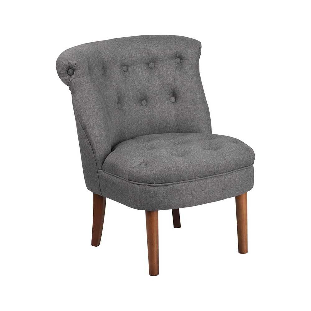 Gray Fabric Tufted Chair