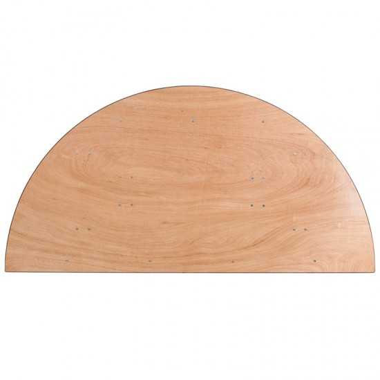 6-Foot Half-Round Wood Folding Banquet Table
