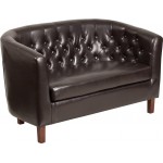 HERCULES Colindale Series Brown LeatherSoft Tufted Loveseat