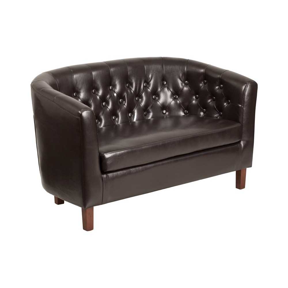 HERCULES Colindale Series Brown LeatherSoft Tufted Loveseat