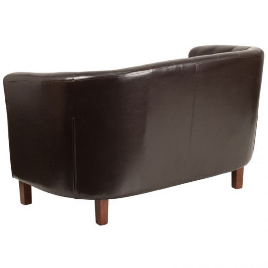 HERCULES Colindale Series Brown LeatherSoft Tufted Loveseat