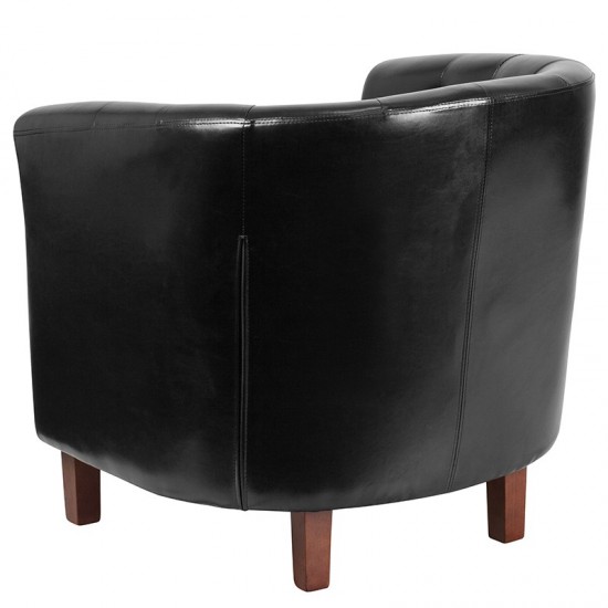 HERCULES Cranford Series Black LeatherSoft Tufted Barrel Chair