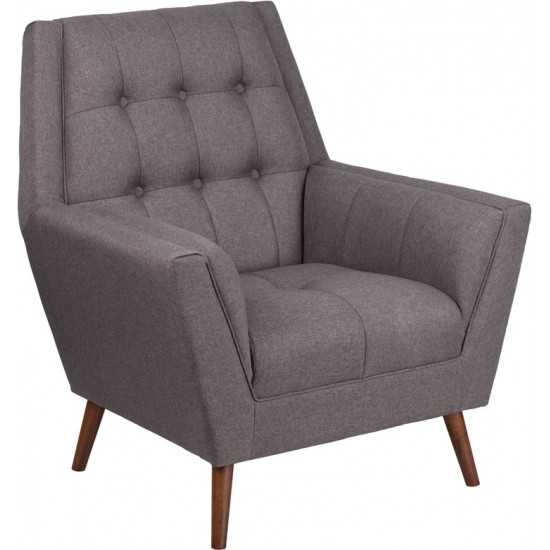 HERCULES Kensington Series Contemporary Gray Fabric Tufted Arm Chair