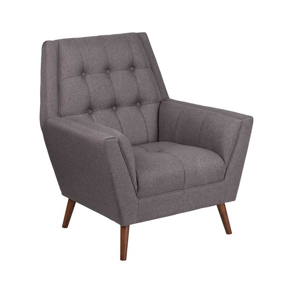 HERCULES Kensington Series Contemporary Gray Fabric Tufted Arm Chair