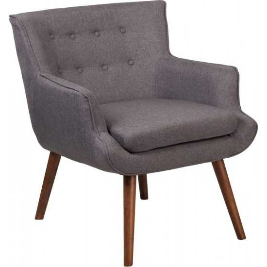 HERCULES Hayes Series Gray Fabric Tufted Arm Chair