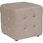 Avendale Tufted Upholstered Ottoman Pouf in Beige Fabric