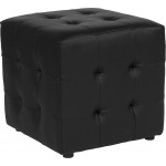 Avendale Tufted Upholstered Ottoman Pouf in Black LeatherSoft