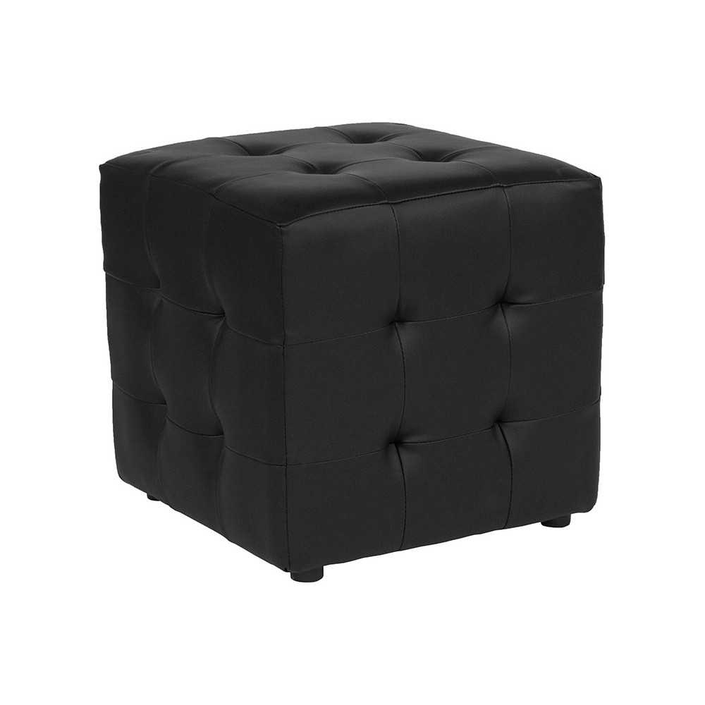 Avendale Tufted Upholstered Ottoman Pouf in Black LeatherSoft Avendale Tufted Upholstered Ottoman Pouf in Black LeatherSoft