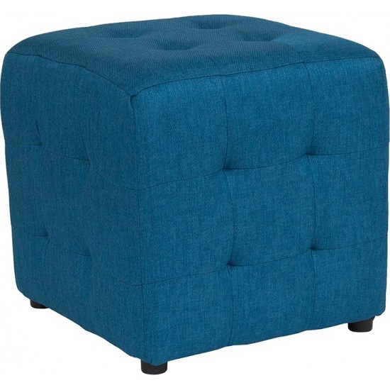 Avendale Tufted Upholstered Ottoman Pouf in Blue Fabric